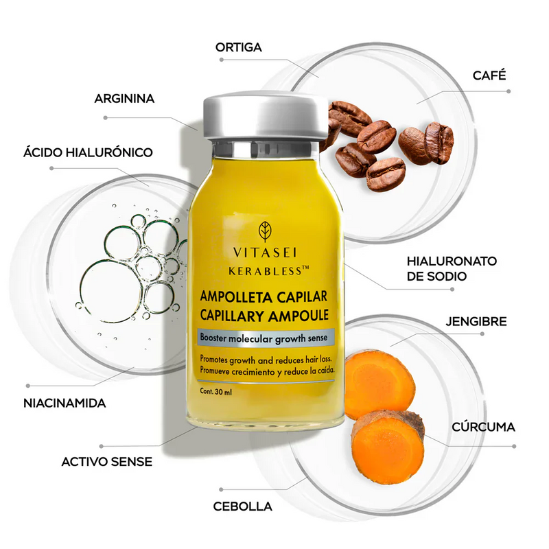 KIT CAPILAR ESTIMULADOR DE CRECIMIENTO - ACTIVADOR + AMPOLLETA CON CÚRCUMA